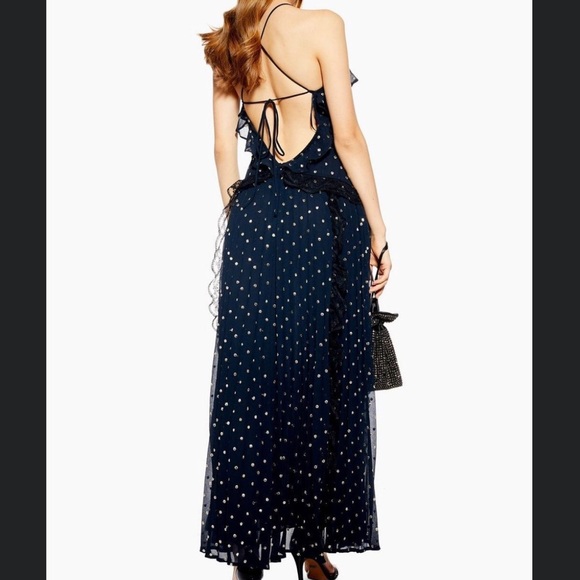 Topshop Lace Metallic Thread Pleat Maxi Dress - Picture 3 of 7